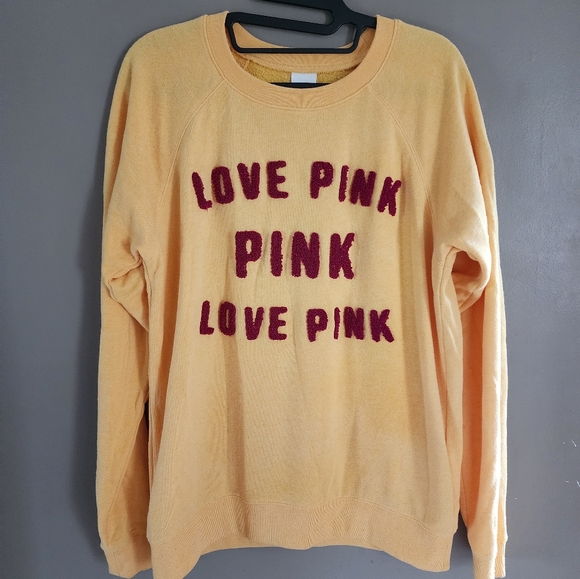 Victorias Secret PINK Sweatshirt Size XS Pullover Yellow/Maroon - Picture 2 of 6